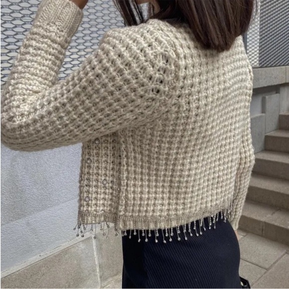Zara beaded knit cardigan NWT - Picture 4 of 11